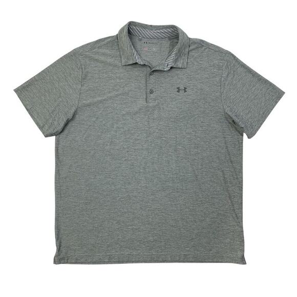 Under Armour Polo Shirt Mens Navy 2XL Grey Playoff Space Dye Performance Golf - Picture 1 of 11